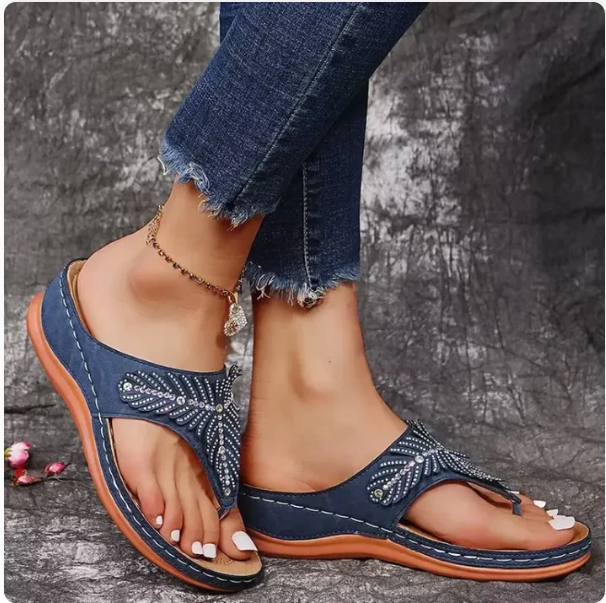 Dames Comfort Flip Flop Sandalen met Verstelbare Band en Antislipzool