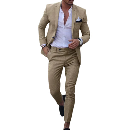Verano Slimfit Zomerkostuum – Licht Linnen Herenpak 2-delig met Blazer & Broek voor Formele en Casual Gelegenheden