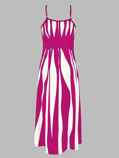 Dames Maxi Jurk met Strepen en V-Hals Spaghettibandjes