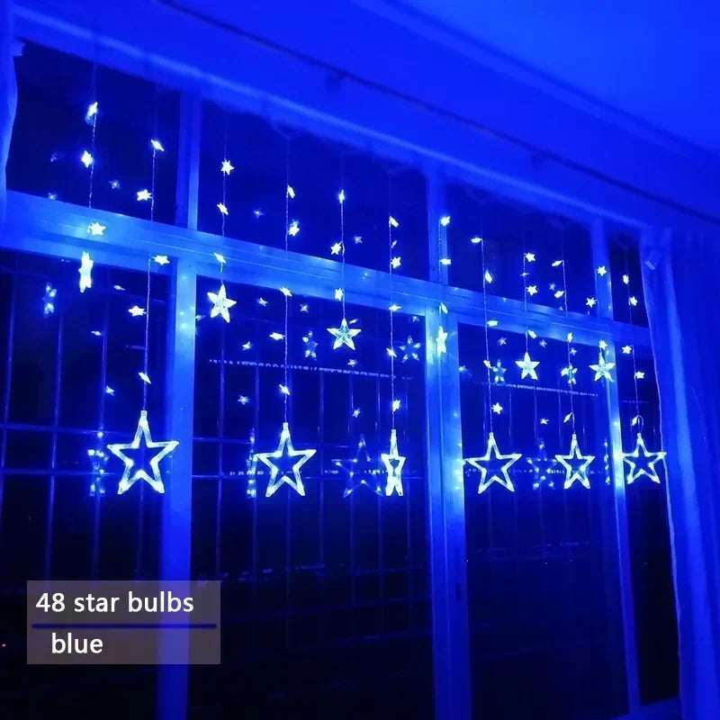 Sterren LED-gordijnslinger warm wit – feestelijke verlichting voor binnen en buiten