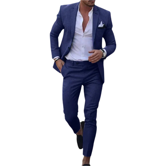 Verano Slimfit Zomerkostuum – Licht Linnen Herenpak 2-delig met Blazer & Broek voor Formele en Casual Gelegenheden