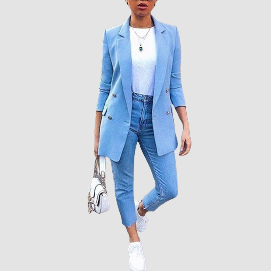 Elegante Klassieke Damesblazer met Knoopsluiting - Medium Lengte
