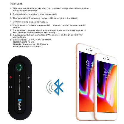 Draadloze Bluetooth Handsfree Carkit met Magnetische Zonneklep Bevestiging