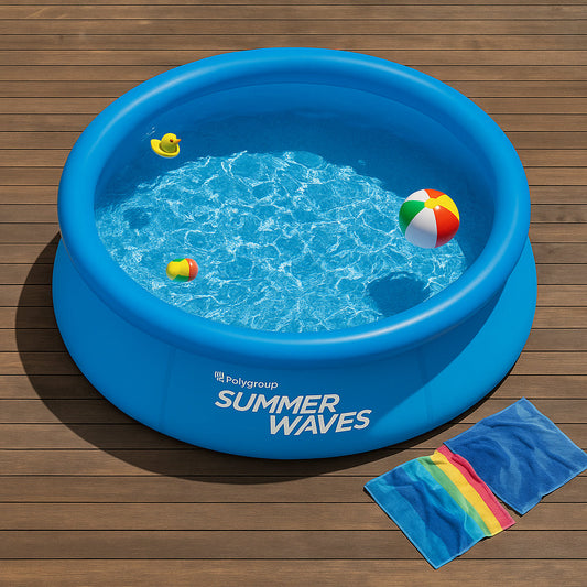 WaterJoy Opblaaszwembad – Ø244 cm Zwembad met Rand en Filterpomp (2.074 Liter)