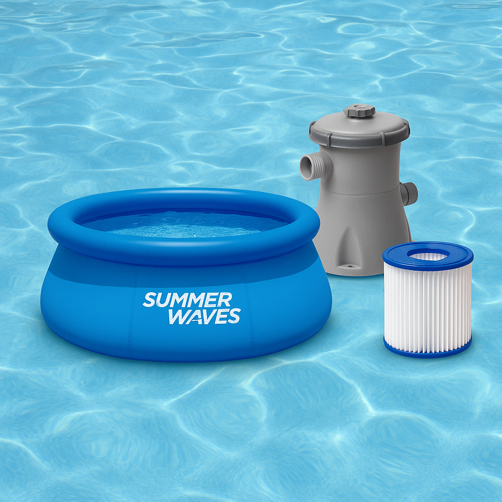 WaterJoy Opblaaszwembad – Ø244 cm Zwembad met Rand en Filterpomp (2.074 Liter)