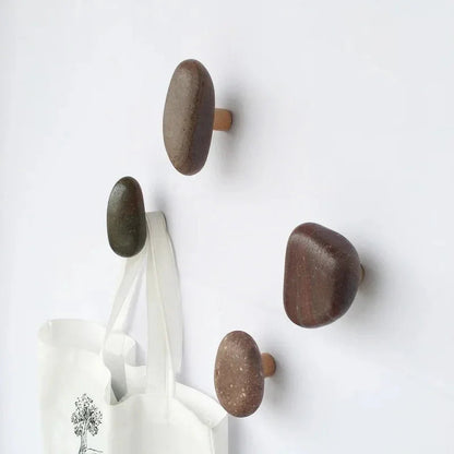 Natuurstenen wandhaken set - 4 stuks met kunstig ontwerp