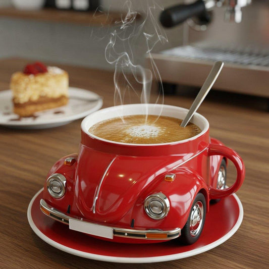 RetroAuto Keramische Koffiemok – Uniek 3D Design voor Koffie & Thee