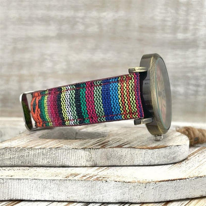 Vintage Regenboog Dameshorloge met Gevlochten Band - Elegant Accessoire