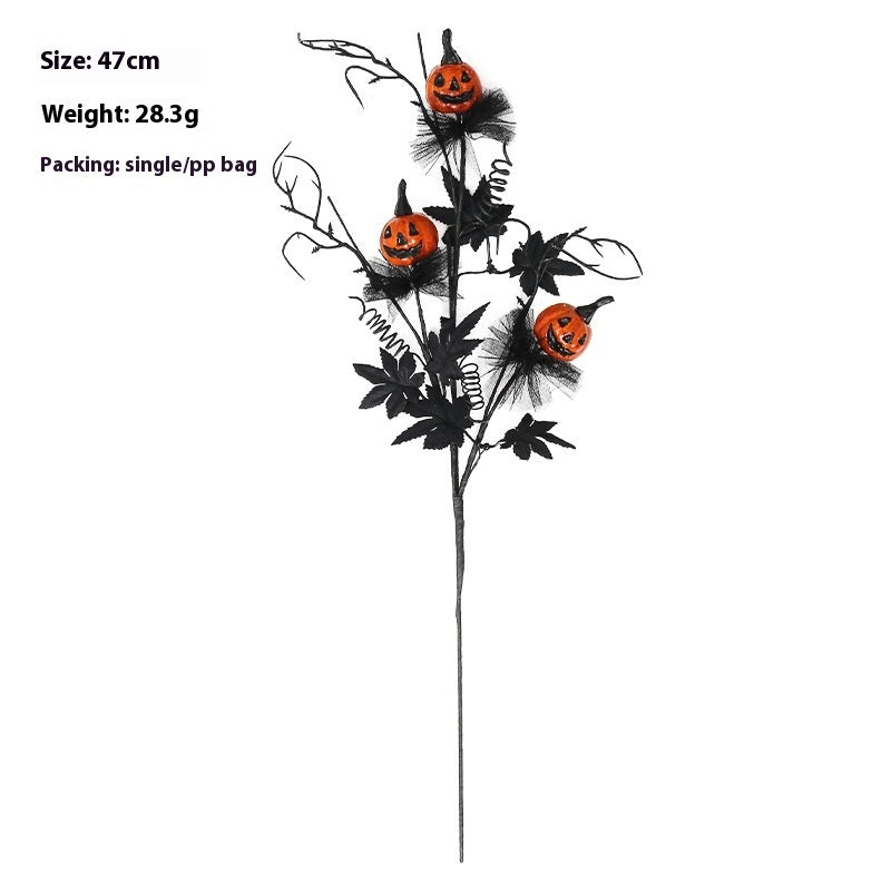 Halloween Decoratie – Zwarte Pompoen Tak Ornament