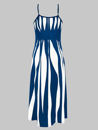 Dames Maxi Jurk met Strepen en V-Hals Spaghettibandjes