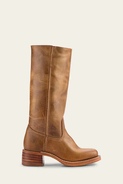 WesternSoul hoge dameslaarzen – stijlvolle leren look met blokhak en western flair