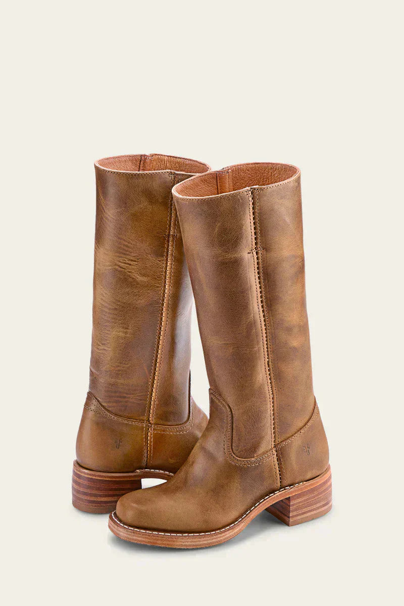 WesternSoul hoge dameslaarzen – stijlvolle leren look met blokhak en western flair