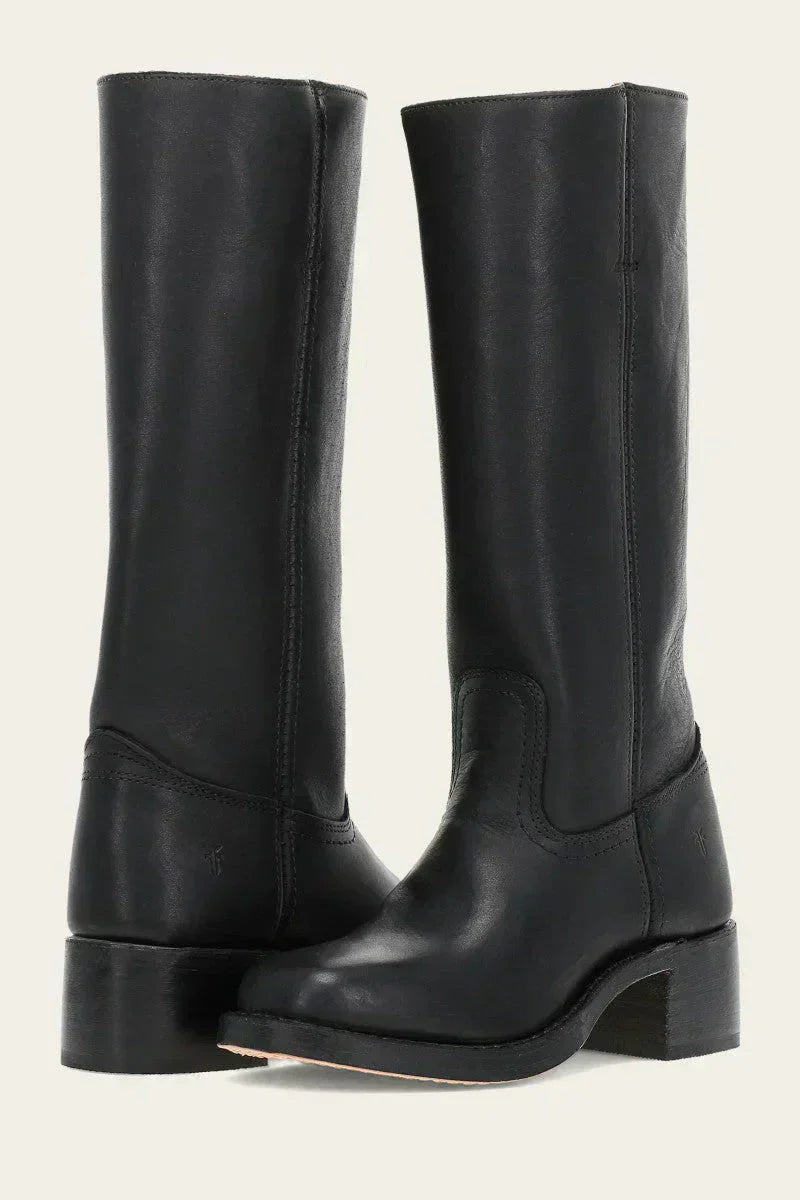 WesternSoul hoge dameslaarzen – stijlvolle leren look met blokhak en western flair