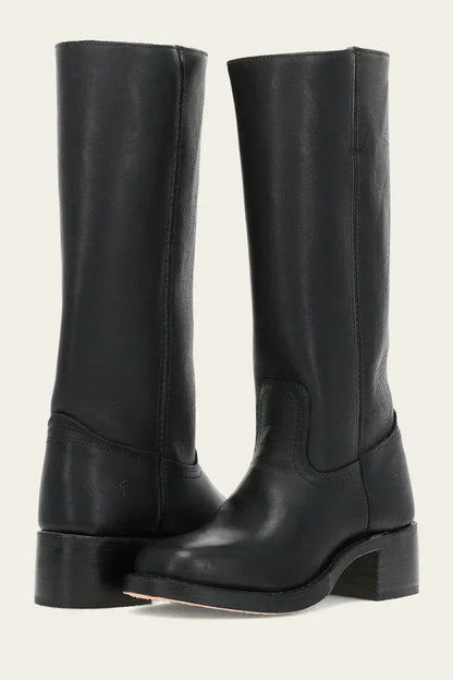 WesternSoul hoge dameslaarzen – stijlvolle leren look met blokhak en western flair
