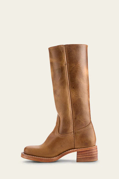WesternSoul hoge dameslaarzen – stijlvolle leren look met blokhak en western flair