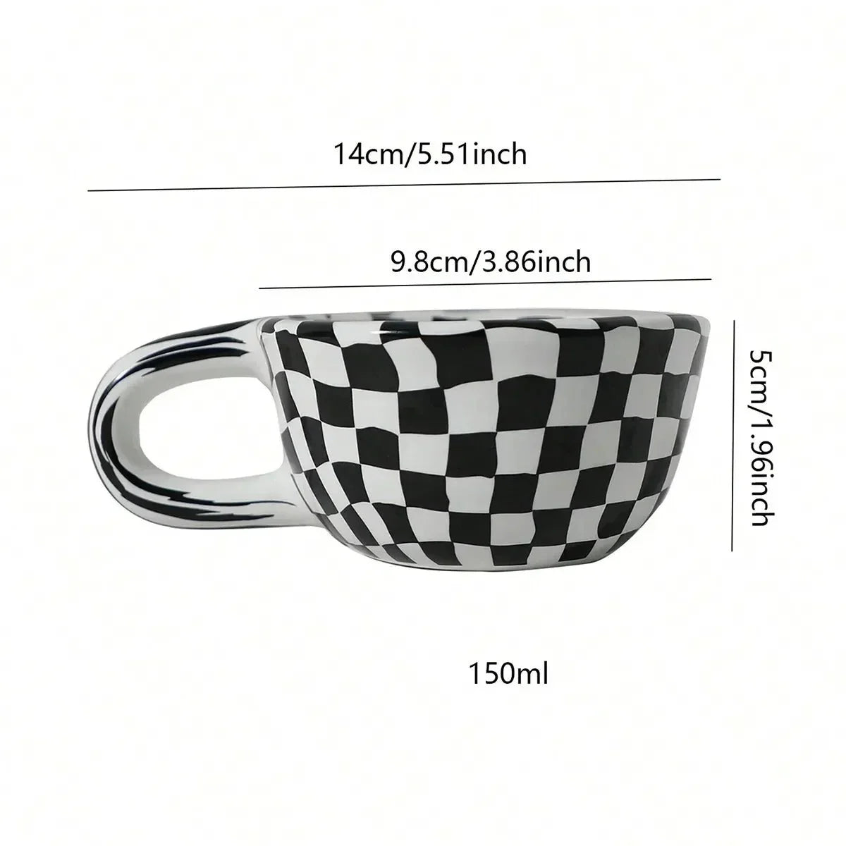 Ruitpatroon Keramische Koffiemok - 150ml Dagelijks Gebruik