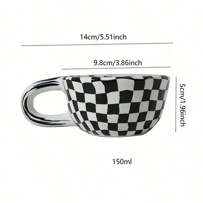 Ruitpatroon Keramische Koffiemok - 150ml Dagelijks Gebruik