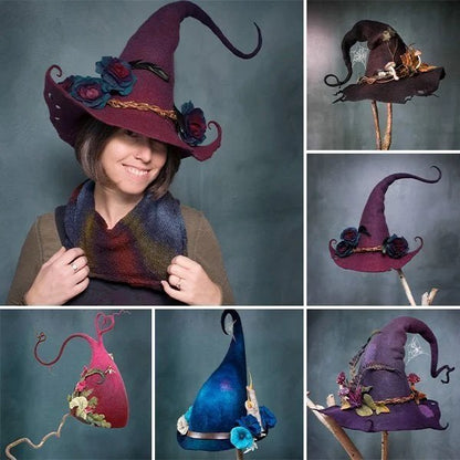 Unisex Heksenhoed voor Halloween | Handgemaakt van zachte natuurvezels | Verstelbare maat | Ademend