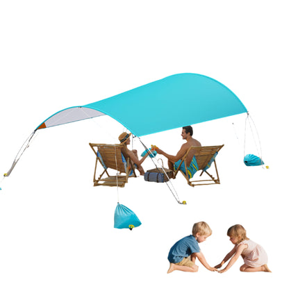 SolShade lichtgewicht zonneschuilplaats met UPF 50 en zandverankering – draagbaar en windbestendig