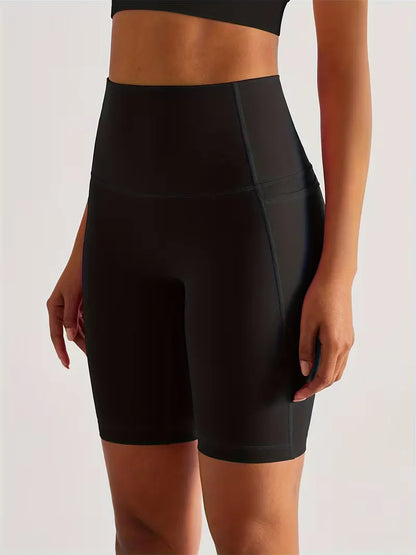 Dames Sportshort met Hoge Taille en Zijzak Ademend