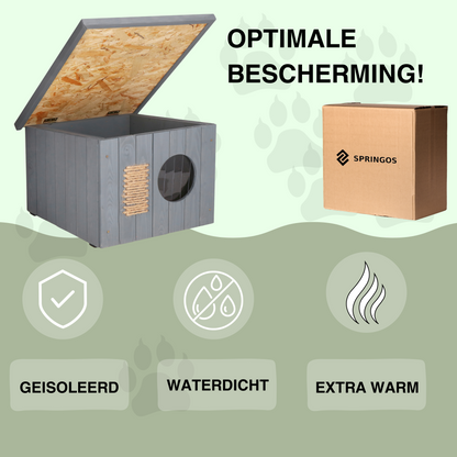 Weerbestendig Houten Kattenhuis met Krabmuur – Luxe Buitenverblijf voor Katten