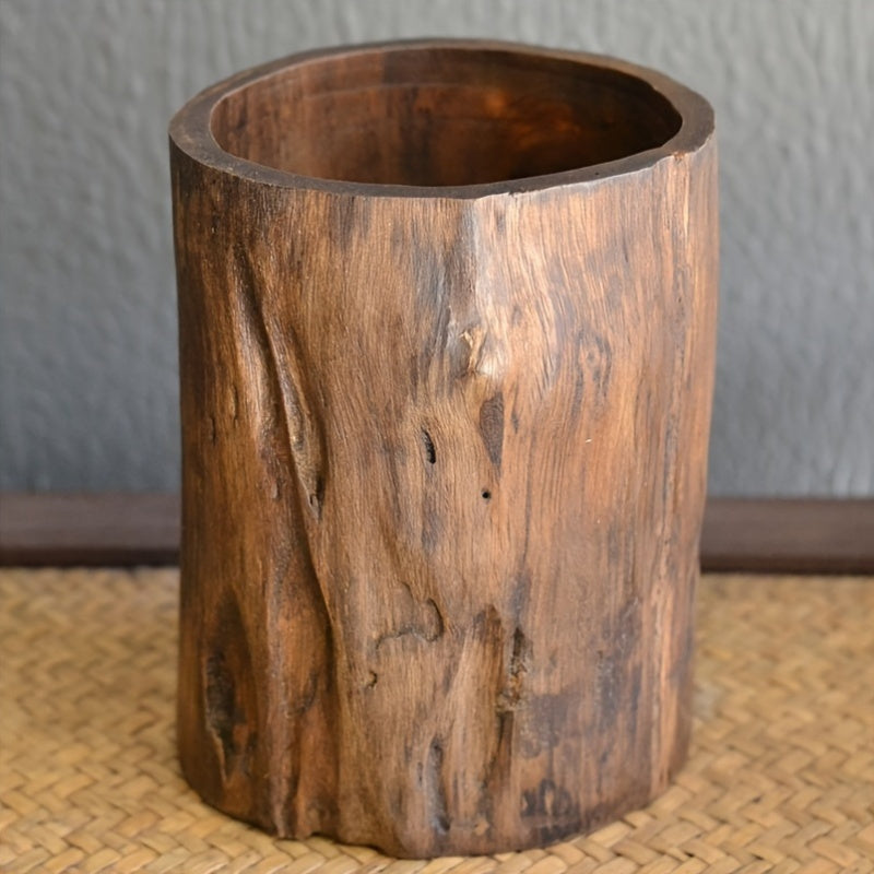 Handgemaakte Houten Pennenhouder – Uniek en Natuurlijke Look