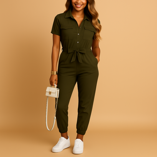 Elvira Elegante Dames Jumpsuit – Chique Eendelige Outfit met Knoopsluiting