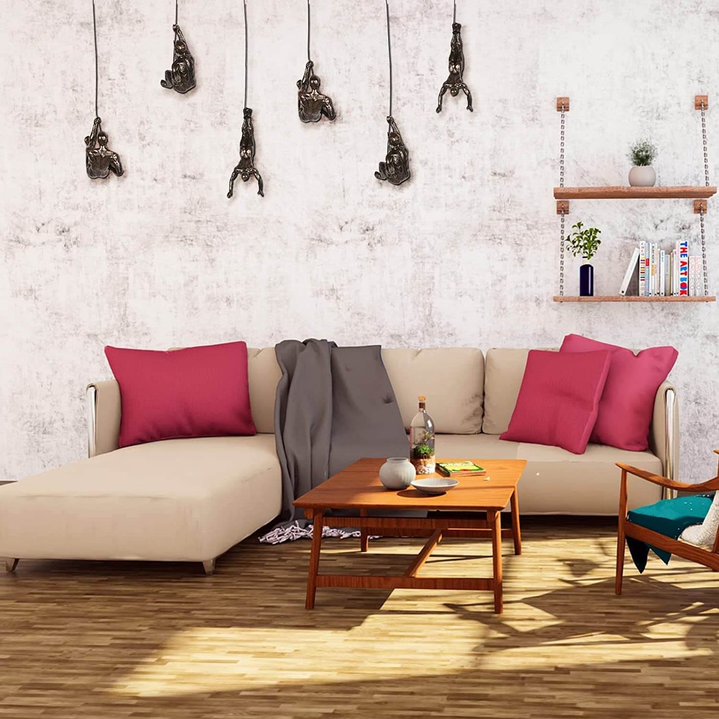 CraftedClimb Klimfiguren Wanddecoratie – Inspirerende Muurkunst van Hars en IJzer