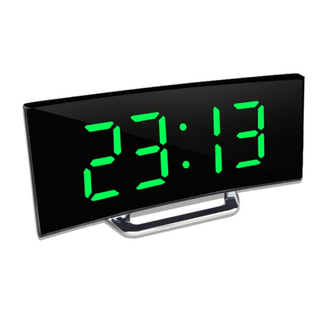 Gebogen LED Digitale Wekker met Groot Display - Dag/Nacht Modus
