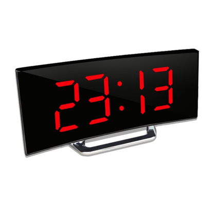 Gebogen LED Digitale Wekker met Groot Display - Dag/Nacht Modus