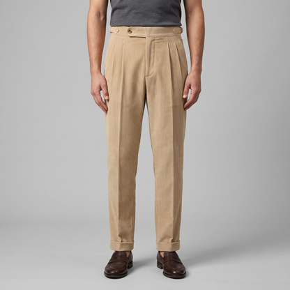 Geplooide Ribfluwelen Broek Heren - Klassiek Formeel