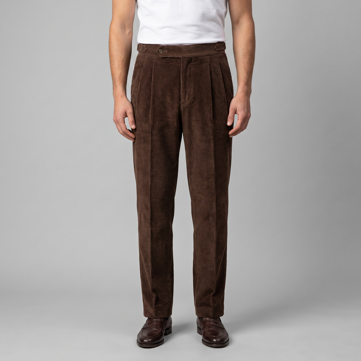 Geplooide Ribfluwelen Broek Heren - Klassiek Formeel