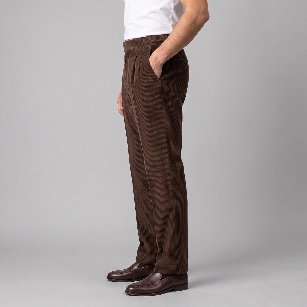 Geplooide Ribfluwelen Broek Heren - Klassiek Formeel