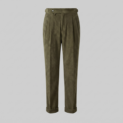 Geplooide Ribfluwelen Broek Heren - Klassiek Formeel