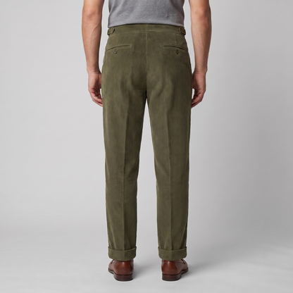 Geplooide Ribfluwelen Broek Heren - Klassiek Formeel