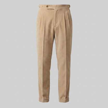 Fijngeribde Tailored Winterbroek met Dubbele Vouwen voor Heren