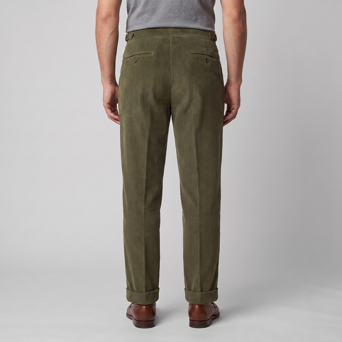 Fijngeribde Tailored Winterbroek met Dubbele Vouwen voor Heren