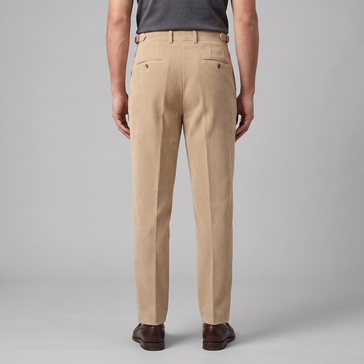 Fijngeribde Tailored Winterbroek met Dubbele Vouwen voor Heren