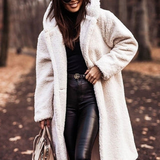 Fluffy Capuchon Jas voor Dames - Lange Pasvorm
