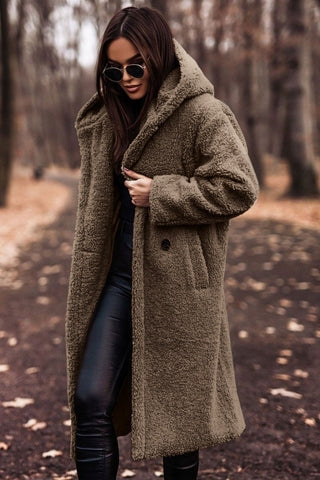 Fluffy Capuchon Jas voor Dames - Lange Pasvorm