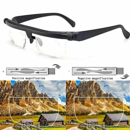 Verstelbare leesbrille met continue focus voor dichtbij en veraf