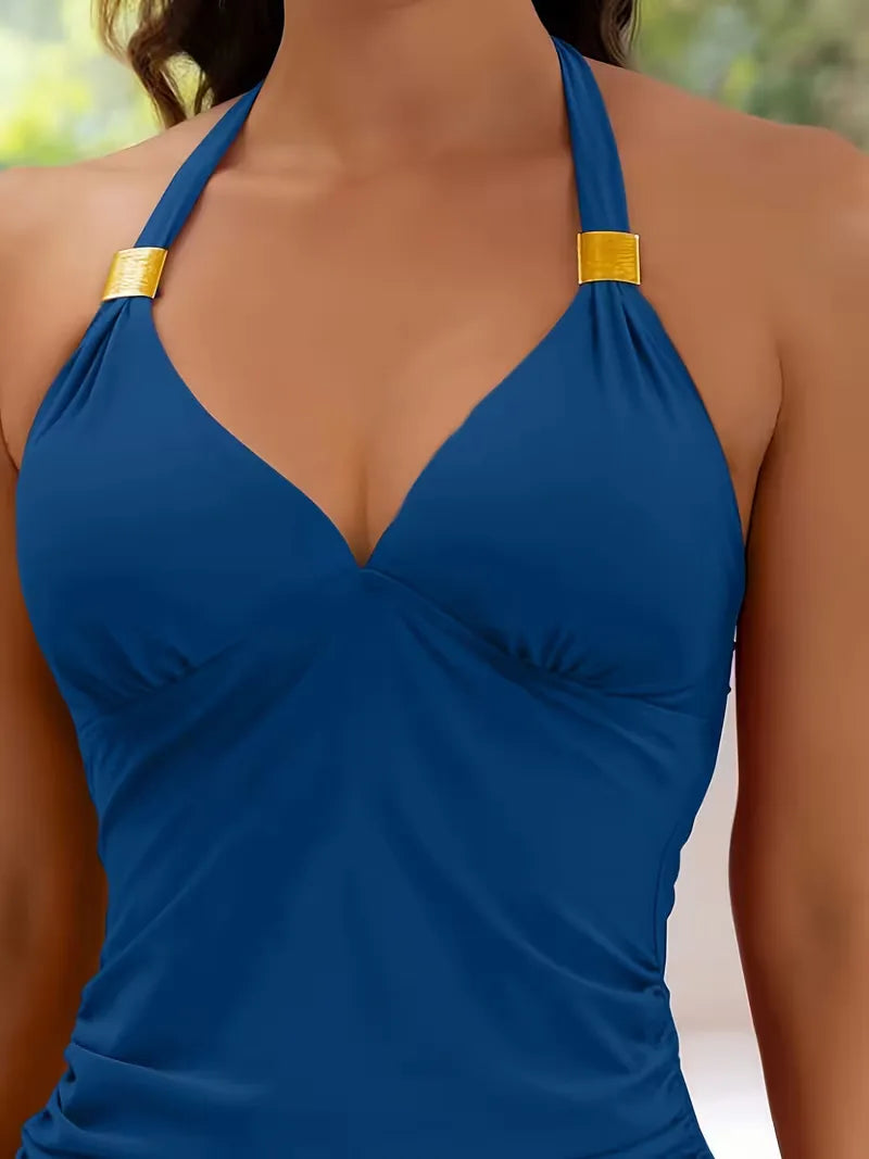 Dames Tankini met Halternek en Hoge Taille Broekje