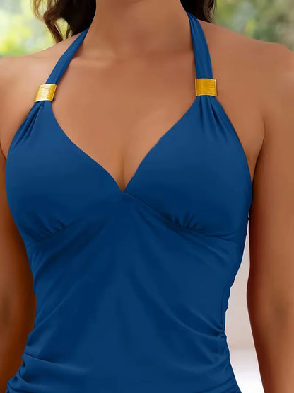 Dames Tankini met Halternek en Hoge Taille Broekje