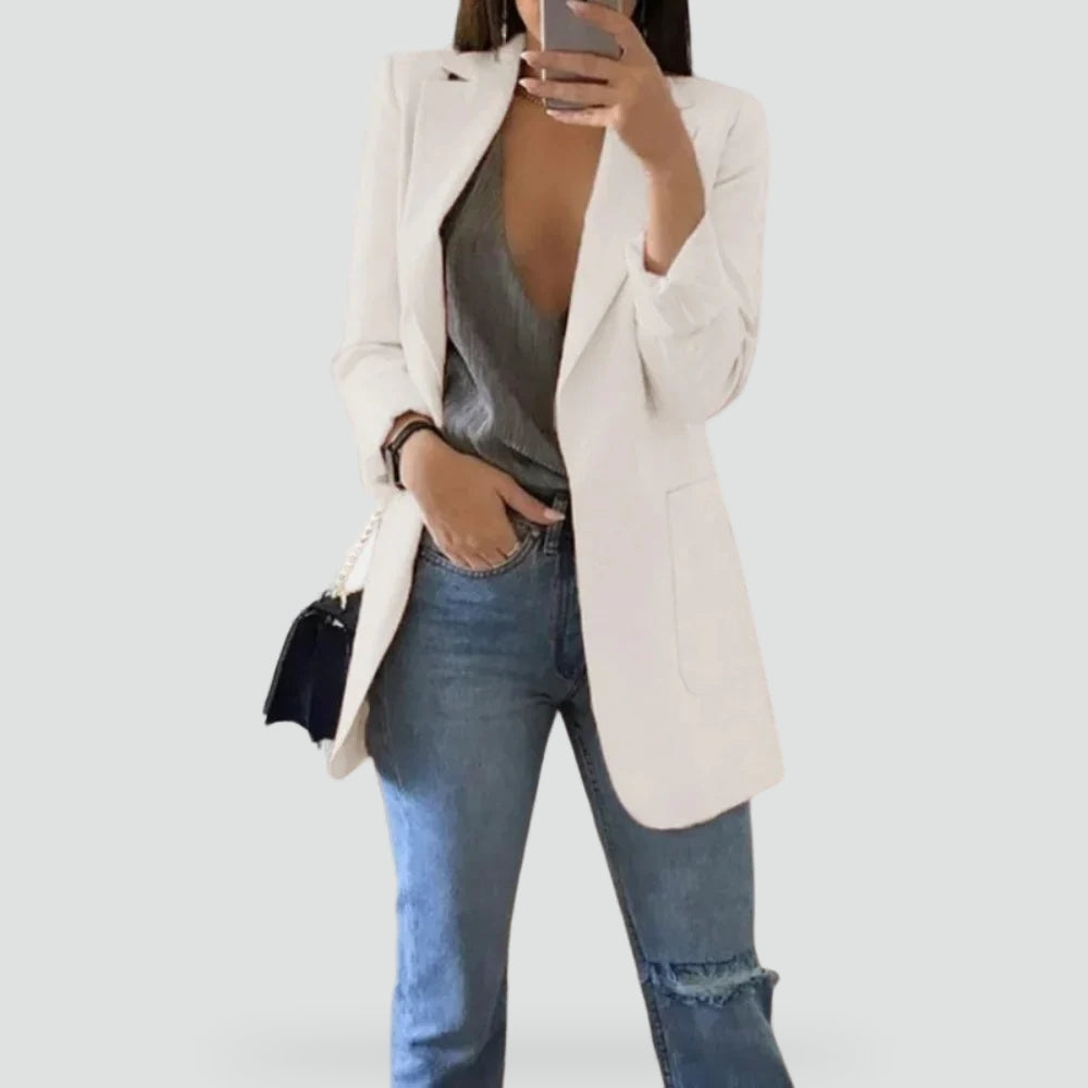 Elegante Lange Damesblazer - Minimalistisch Design voor Zakelijk en Casual