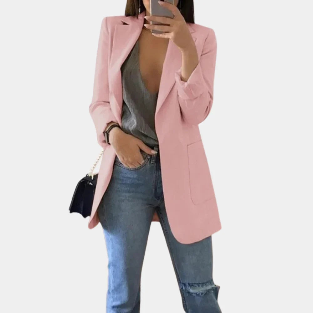 Elegante Lange Damesblazer - Minimalistisch Design voor Zakelijk en Casual