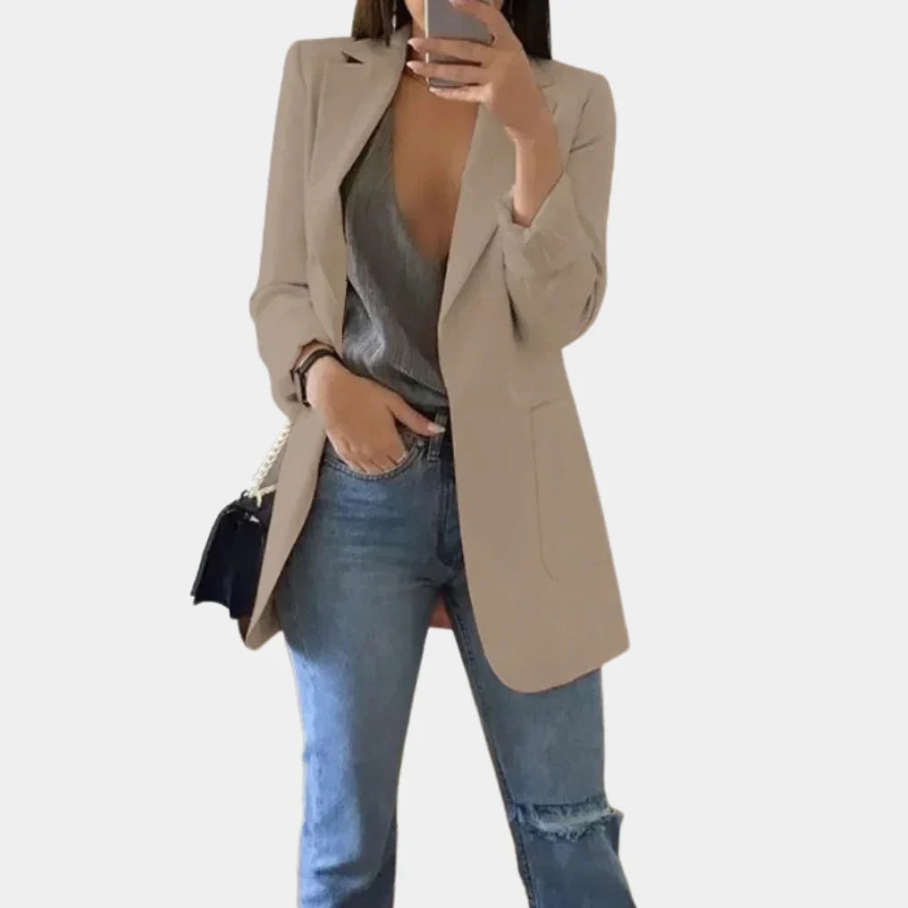 Elegante Lange Damesblazer - Minimalistisch Design voor Zakelijk en Casual