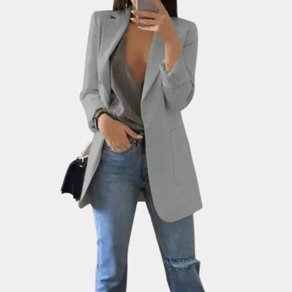 Elegante Lange Damesblazer - Minimalistisch Design voor Zakelijk en Casual