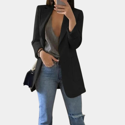 Elegante Lange Damesblazer - Minimalistisch Design voor Zakelijk en Casual