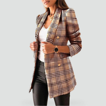 Geruite Damesblazer met Slanke Pasvorm - Klassiek Ruitdesign