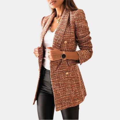 Geruite Damesblazer met Slanke Pasvorm - Klassiek Ruitdesign